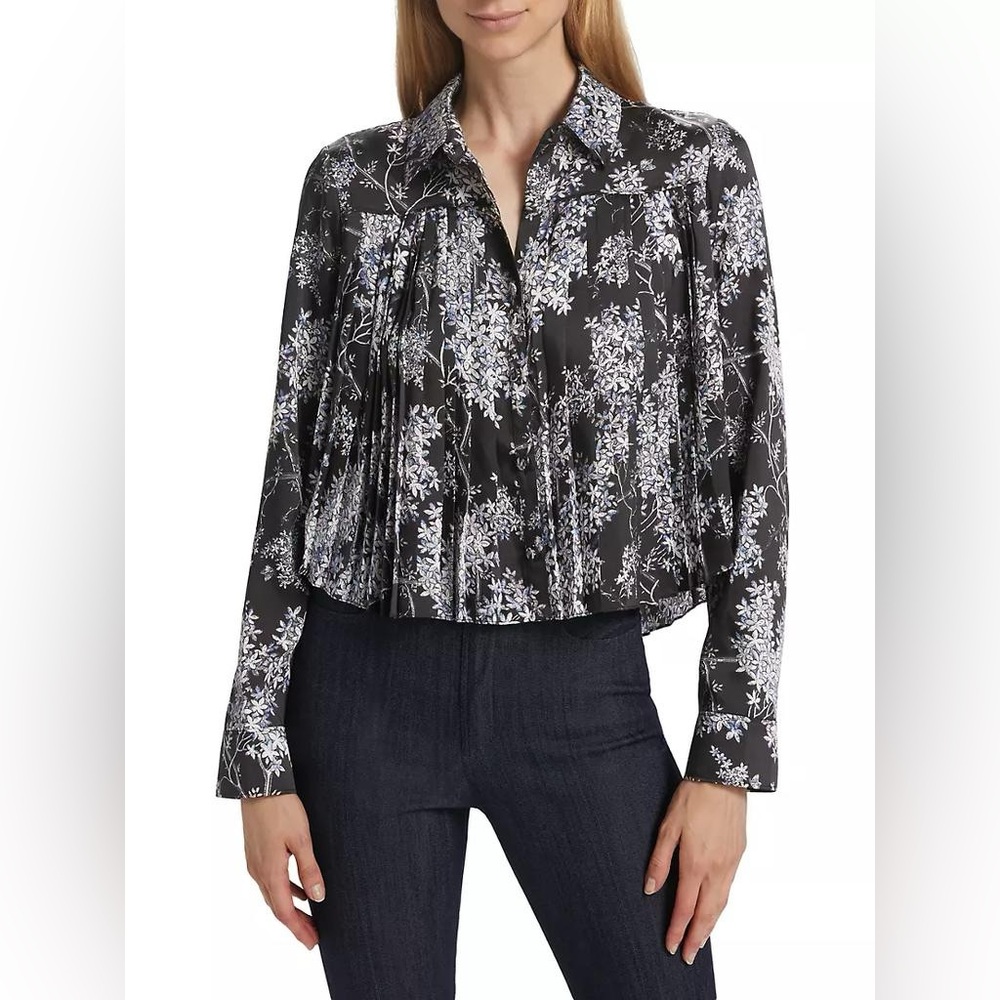 Cinq à Sept Black and White Floral Blouse